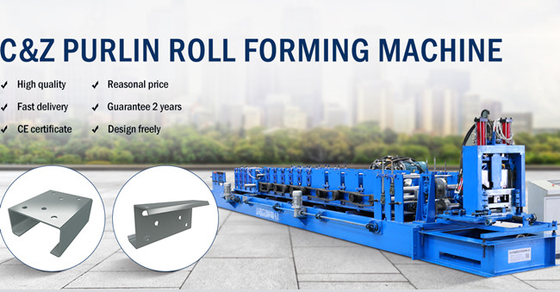 Hydraulic Cut C Z Purlin Roll Forming Machine , Full Automatic Z Purlin Making Machine