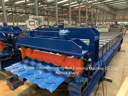 5.5Kw Glazed Tile Roll Forming Machine Automatic PLC Detla System
