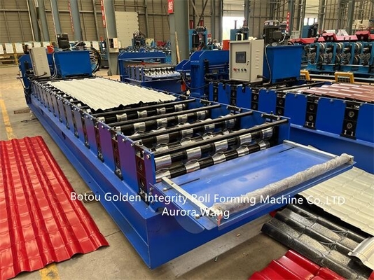 GI Glazed Tile Roll Forming Machine Roofing Tile Making Machine For Building Material