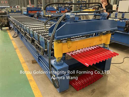 Zinc Metal Curly Corrugated Roof Roll Forming Machine Hydraulic Cutting System