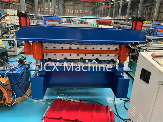Roofing Sheet Roll Forming Machine, Blue Color Double Layer Roll Forming Machine